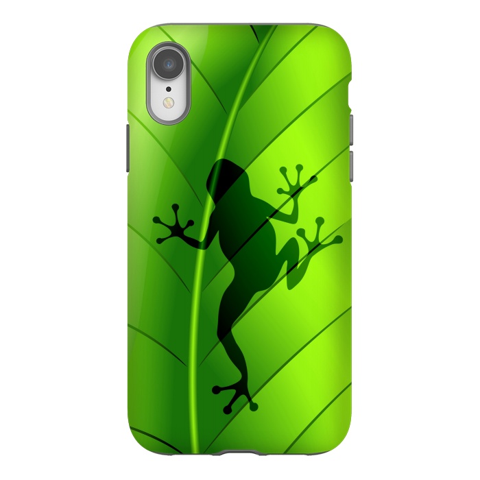 iPhone Xr StrongFit Frog Shape on Green Leaf by BluedarkArt