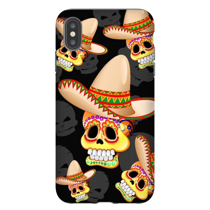 iPhone Xs Max StrongFit Mexico Sugar Skull with Sombrero by BluedarkArt