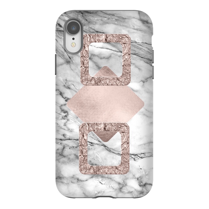 iPhone Xr StrongFit Rose Gold Geometric Shapes on Marble by  Utart
