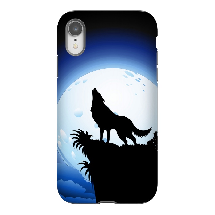 iPhone Xr StrongFit Wolf Howling at Blue Moon by BluedarkArt