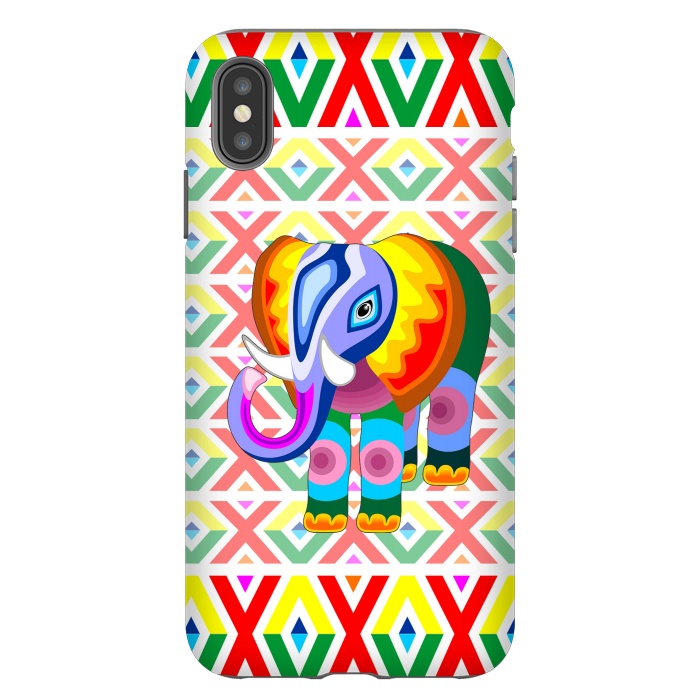 iPhone Xs Max StrongFit Elephant Rainbow Colors Patchwork by BluedarkArt