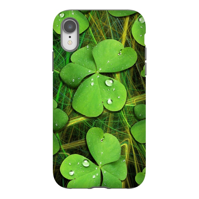 iPhone Xr StrongFit Shamrocks St Patrick with Dew Drops by BluedarkArt