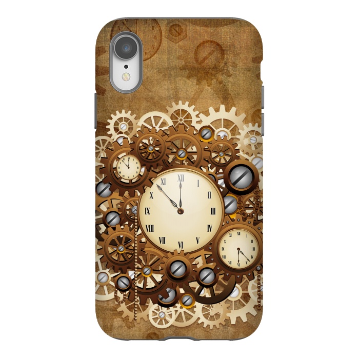 iPhone Xr StrongFit Steampunk Clocks and Gears Vintage Style  by BluedarkArt