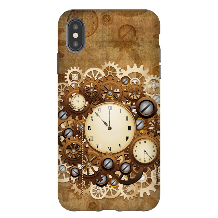 iPhone Xs Max StrongFit Steampunk Clocks and Gears Vintage Style  by BluedarkArt