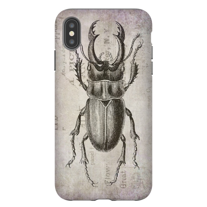 iPhone Xs Max StrongFit Stag Beetle Vintage Mixed Media Art by Andrea Haase