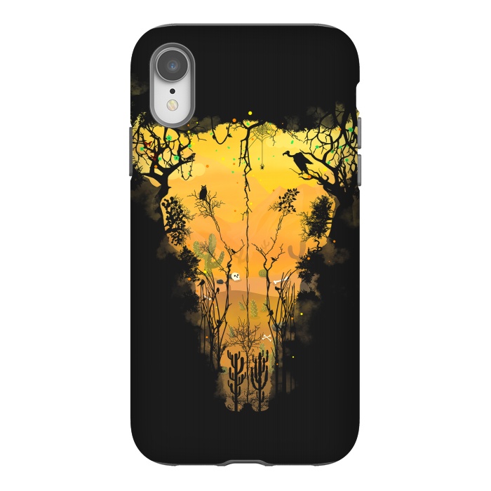 iPhone Xr StrongFit Dark Desert Cow Skull by Sitchko