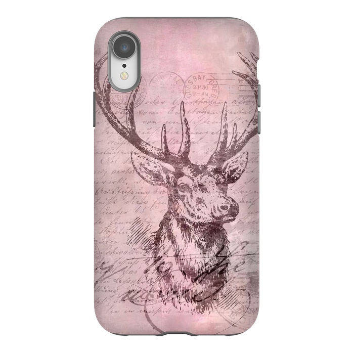 iPhone Xr StrongFit Vintage Deer Pastel Pink by Andrea Haase