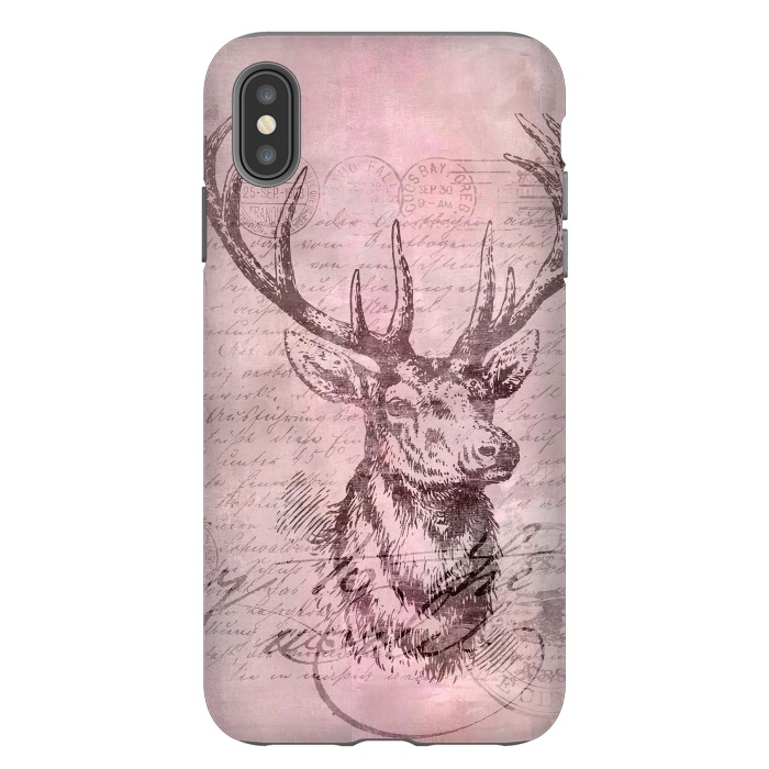 iPhone Xs Max StrongFit Vintage Deer Pastel Pink by Andrea Haase