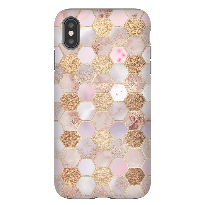 iPhone Xs Max StrongFit Rose Gold Copper Honeycomb Pattern by  Utart