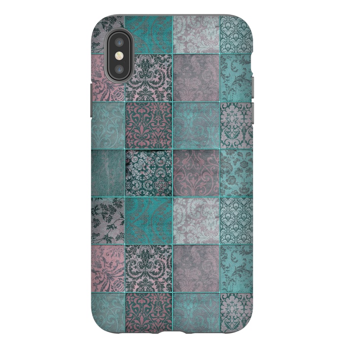 iPhone Xs Max StrongFit Vintage Teal Patchwork by Andrea Haase