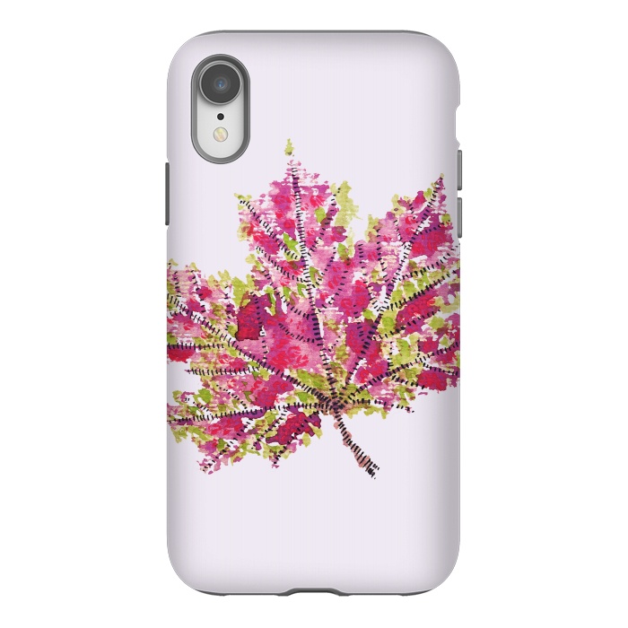 iPhone Xr StrongFit Colorful Watercolor Autumn Leaf by Boriana Giormova