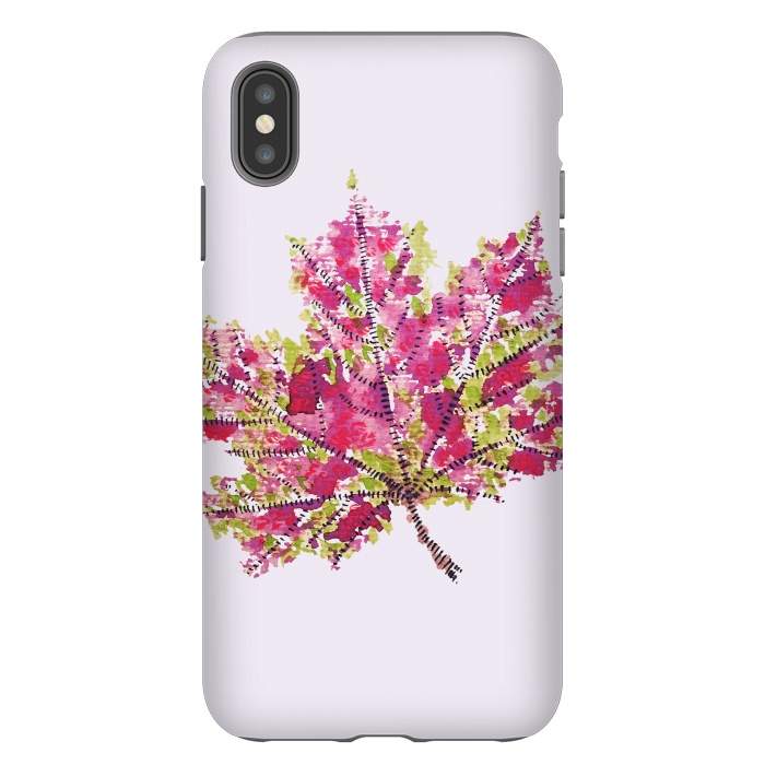 iPhone Xs Max StrongFit Colorful Watercolor Autumn Leaf by Boriana Giormova