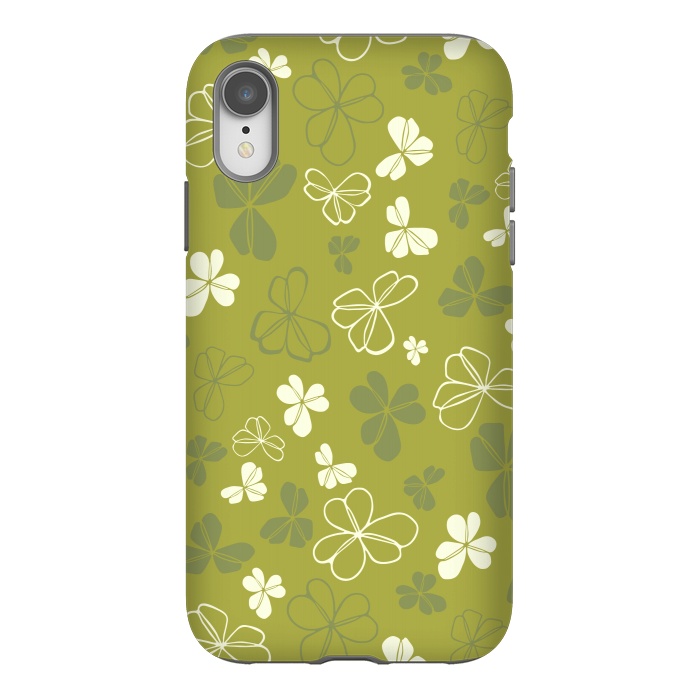 iPhone Xr StrongFit Lucky Clover in Green and White by Paula Ohreen