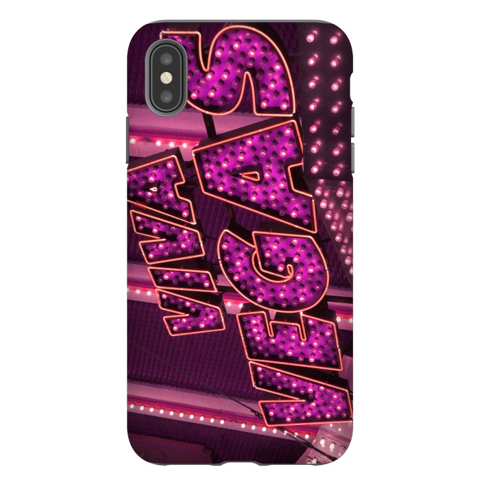 iPhone Xs Max StrongFit Pink Las Vegas Neon Sign by Andrea Haase
