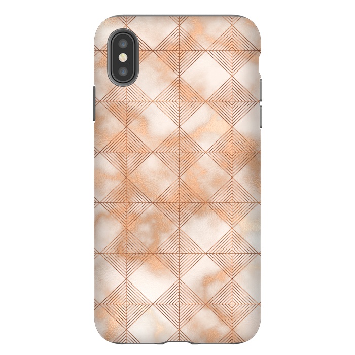 iPhone Xs Max StrongFit Abstract Minimalistic Rose Gold Marble Quadrangles  by  Utart