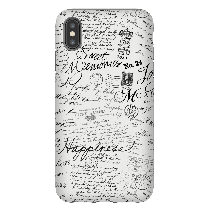 iPhone Xs Max StrongFit Nostalgic Handwriting Black And White by Andrea Haase