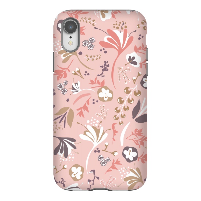 iPhone Xr StrongFit Beautiful Blooms in Pink and Purple by Paula Ohreen