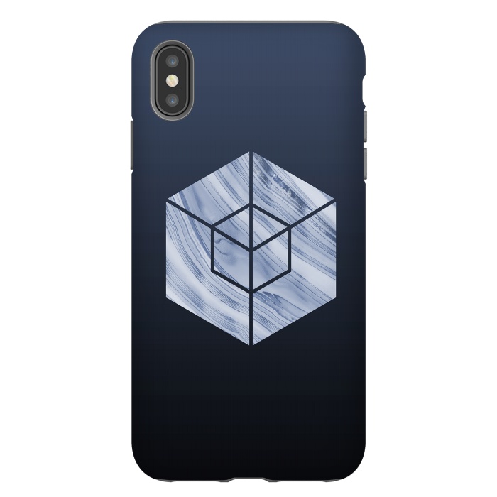 iPhone Xs Max StrongFit Marbled Hexagon In Shades Of Blue by Andrea Haase
