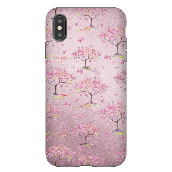 iPhone Xs Max StrongFit Pink Metal Cherry Blossom Trees Pattern by  Utart