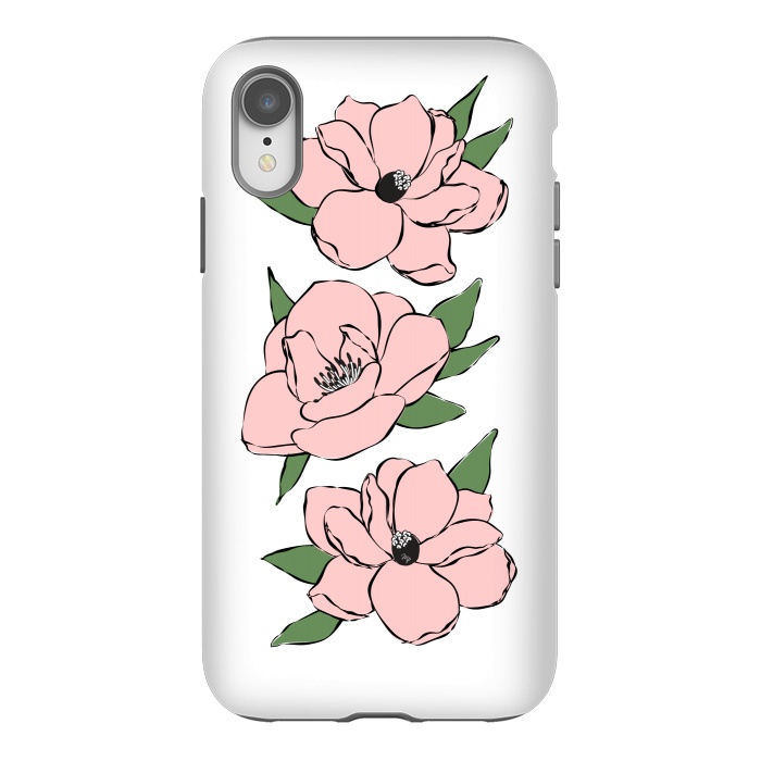 iPhone Xr StrongFit Big Pink Flowers by Martina