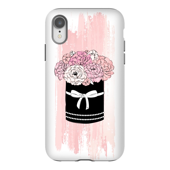 iPhone Xr StrongFit Flower Box with pink Peonies by Martina