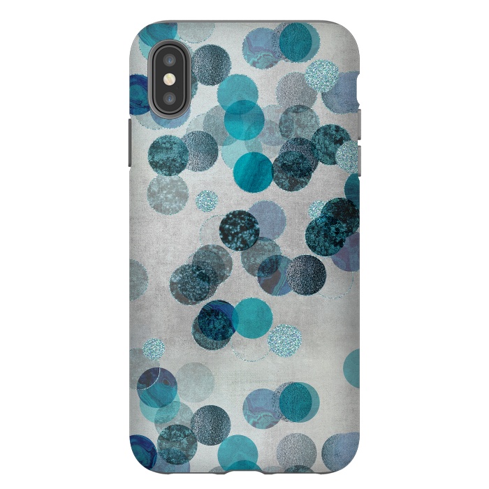 iPhone Xs Max StrongFit Fancy Faux Glitter Dots In Teal And Turquoise by Andrea Haase