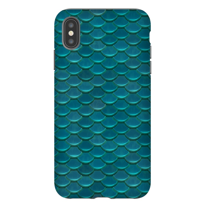 iPhone Xs Max StrongFit Shiny Green Mermaid Scales by Andrea Haase