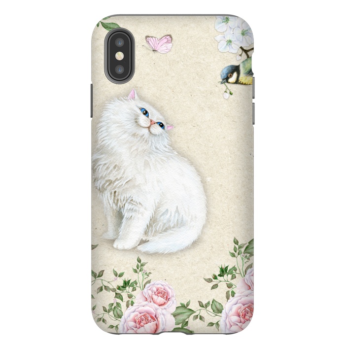 iPhone Xs Max StrongFit Kitty Welcomes Bird by Creativeaxle