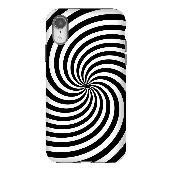 iPhone Xr StrongFit Concentric Spiral Op Art Black And White 2 by Andrea Haase