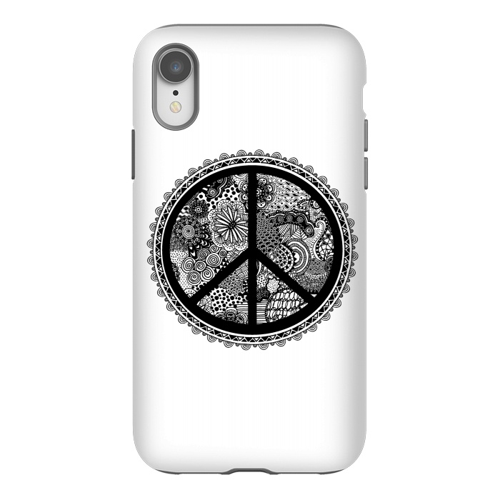 iPhone Xr StrongFit Zen Doodle Peace Symbol by Andrea Haase
