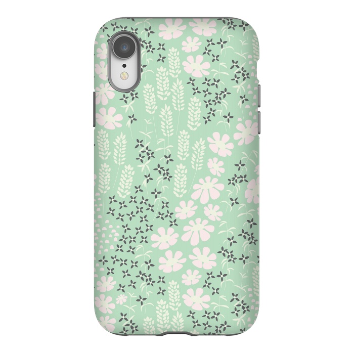 iPhone Xr StrongFit Floral Mint Pattern 013 by Jelena Obradovic