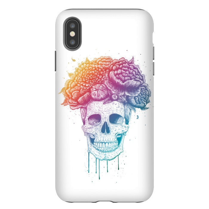 iPhone Xs Max StrongFit Colorful skull with flowers by kodamorkovkart