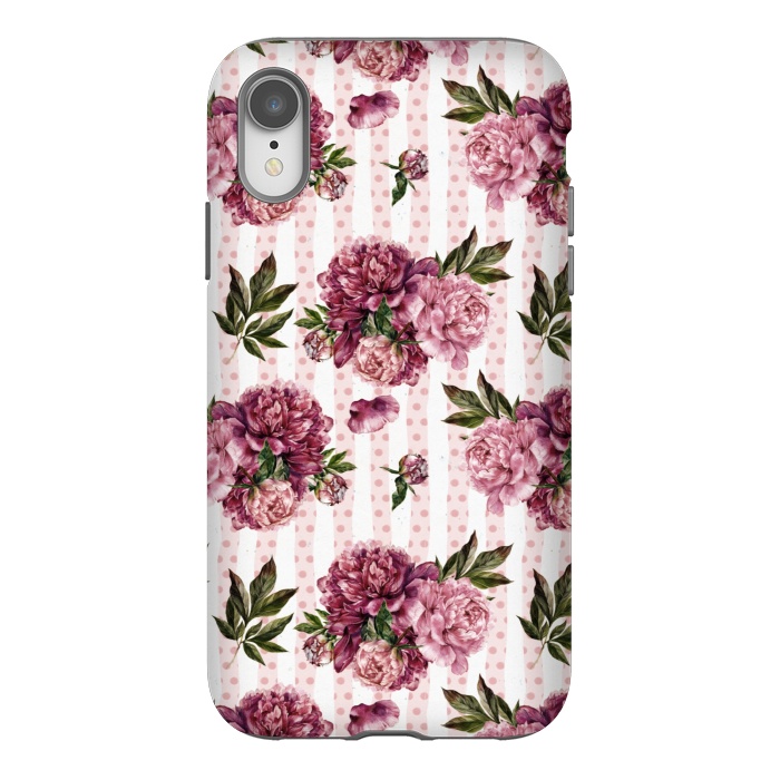 iPhone Xr StrongFit Vintage Pink Peony Pattern by  Utart