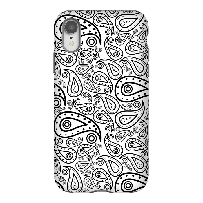 iPhone Xr StrongFit black and white paisley by TMSarts