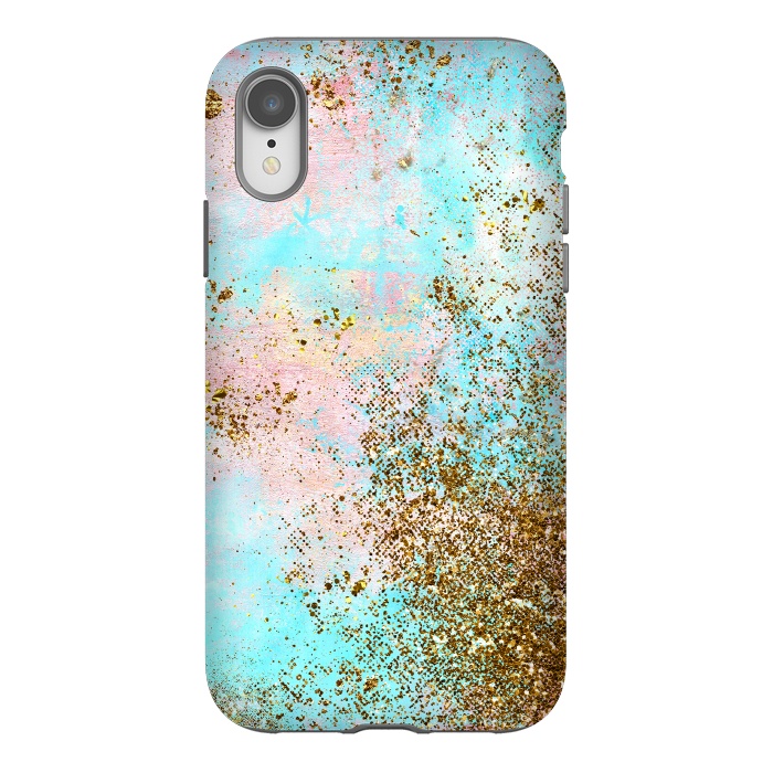 iPhone Xr StrongFit Pink and Teal and Gold Mermaid Glitter Seafoam by  Utart
