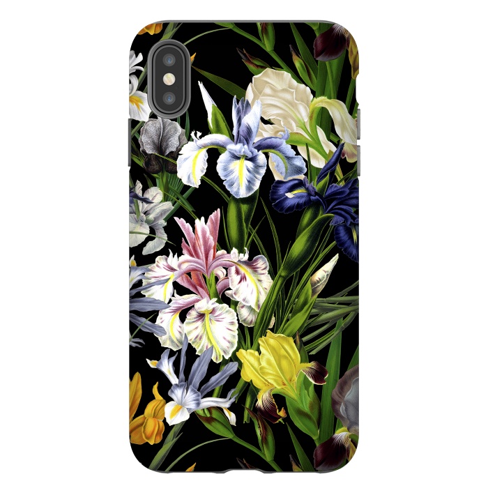 iPhone Xs Max StrongFit Dark Vintage Iris Flowers Pattern by  Utart