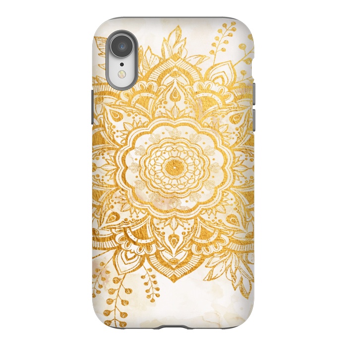 iPhone Xr StrongFit Queen Starring of Mandala-Gold Sunflower I by ''CVogiatzi.