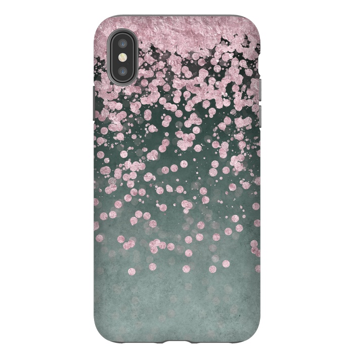 iPhone Xs Max StrongFit Pink Glitter On Teal 2 by Andrea Haase