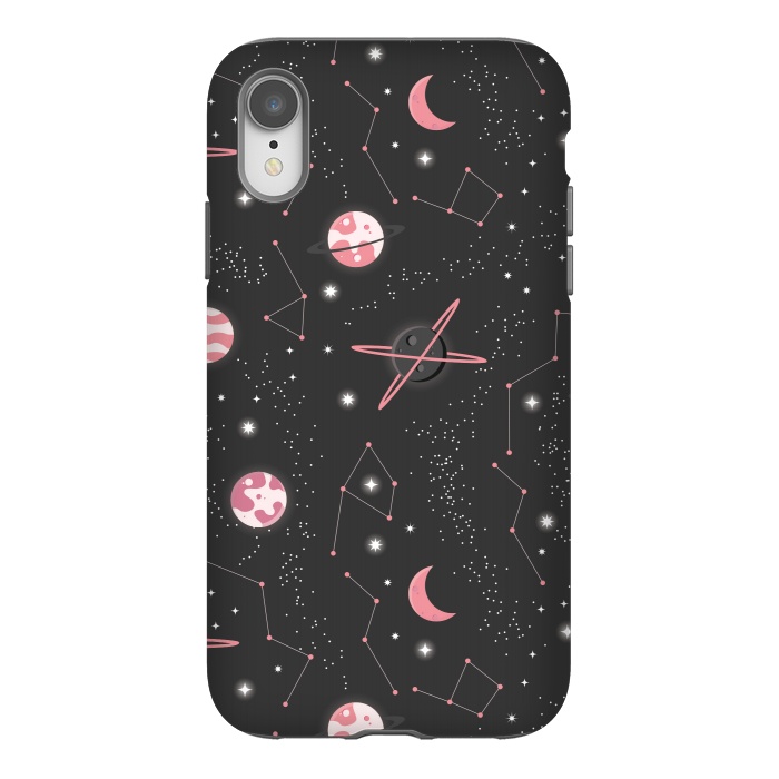 iPhone Xr StrongFit Universe with planets and stars seamless pattern, cosmos starry night sky 007 by Jelena Obradovic