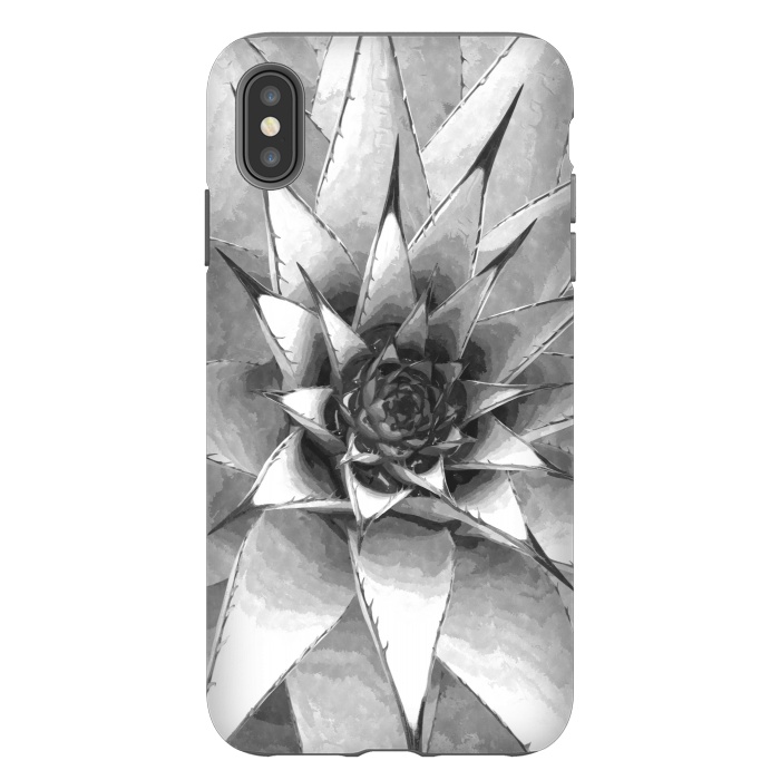 iPhone Xs Max StrongFit Black and White Cactus Succulent by Alemi