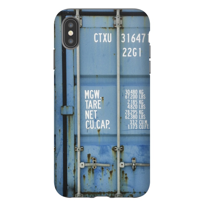 iPhone Xs Max StrongFit Shipping Containter With Stencil Text by Andrea Haase