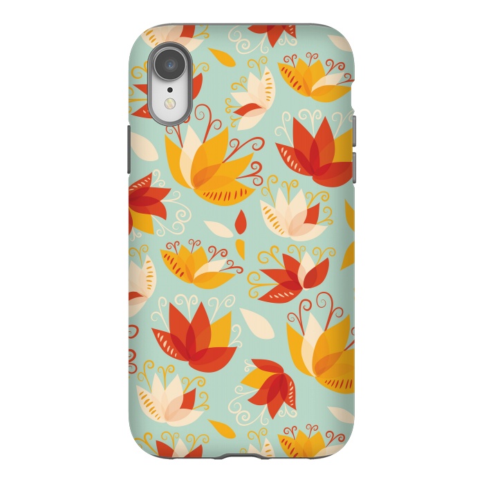 iPhone Xr StrongFit Whimsical Abstract Colorful Lily Floral Pattern by Boriana Giormova