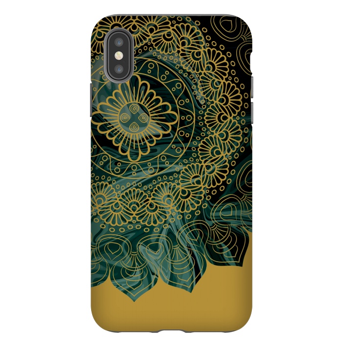 iPhone Xs Max StrongFit Mandala in Green Marble by Rossy Villarreal