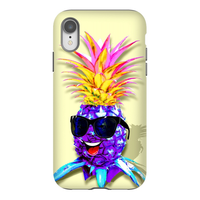 iPhone Xr StrongFit Pineapple Ultraviolet Happy Dude with Sunglasses  by BluedarkArt