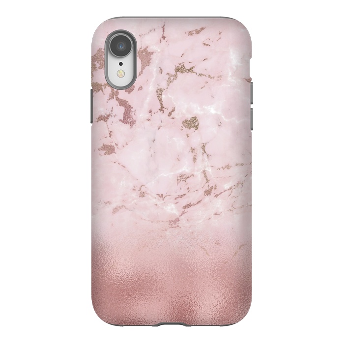 iPhone Xr StrongFit Rose Gold Glitter Marble Blush by  Utart