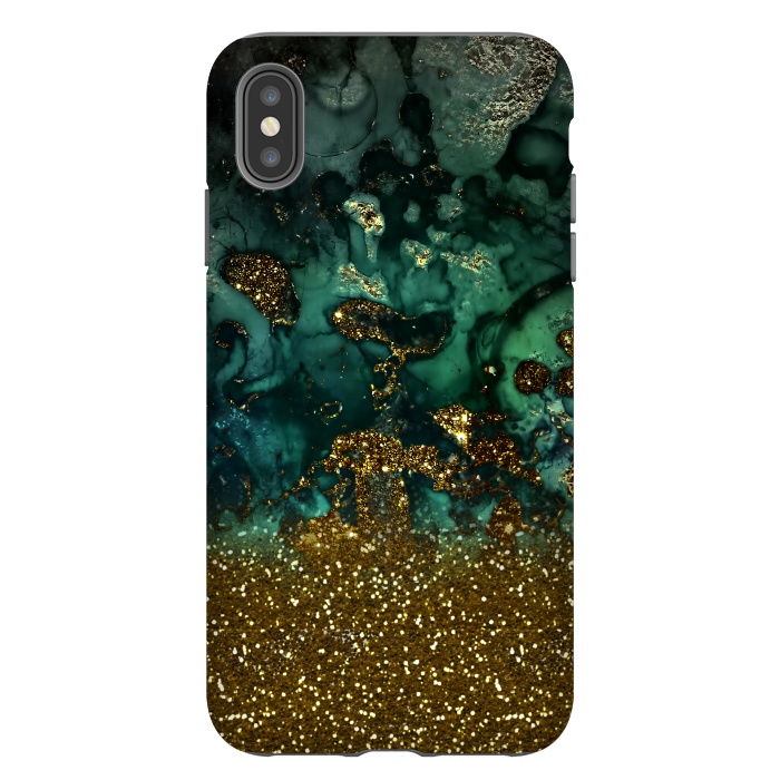 iPhone Xs Max StrongFit Green Malachite Marble and Gold Glitter by  Utart