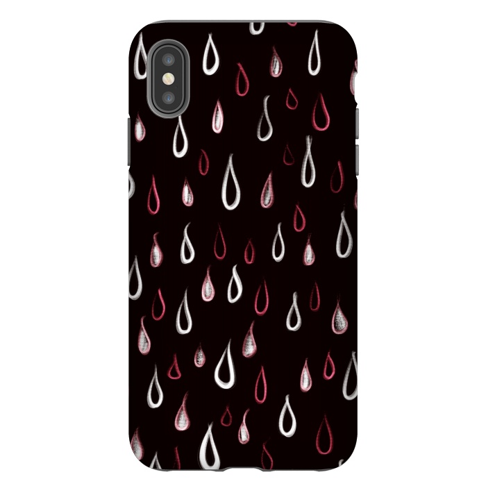iPhone Xs Max StrongFit Dark White And Red Raindrops Pattern by Boriana Giormova
