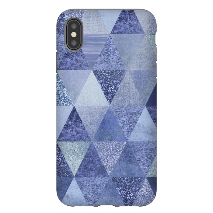iPhone Xs Max StrongFit Blue Glitter Triangle Pattern by Andrea Haase