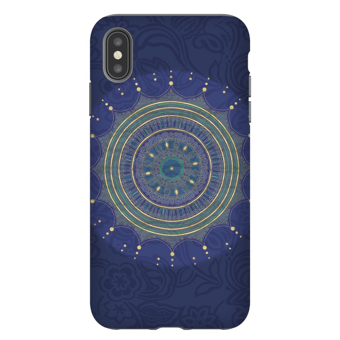 iPhone Xs Max StrongFit Blue Mandala With Gold by Andrea Haase