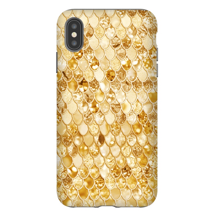 iPhone Xs Max StrongFit Gold Mermaid Scales Pattern by  Utart